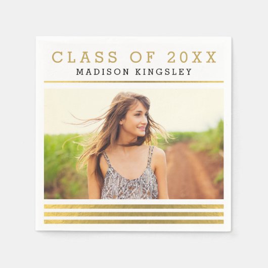 Serviette En Papier Classic Stripes Graduation Party Napkin (Devant)