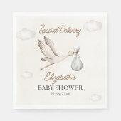 Serviette En Papier Classic White Stork Baby Shower Neutral (Devant)