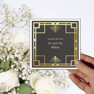 Serviette En Papier Classique Art Déco Vintage Dîner De Mariage Cockta