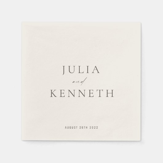 Serviette En Papier Classique Beige clair Simple Mariage neutre (Devant)