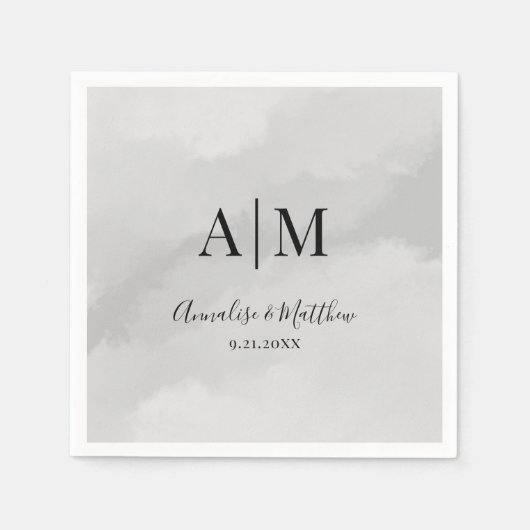 Serviette En Papier Classique Classique Simple Mariage Monogramme (Devant)