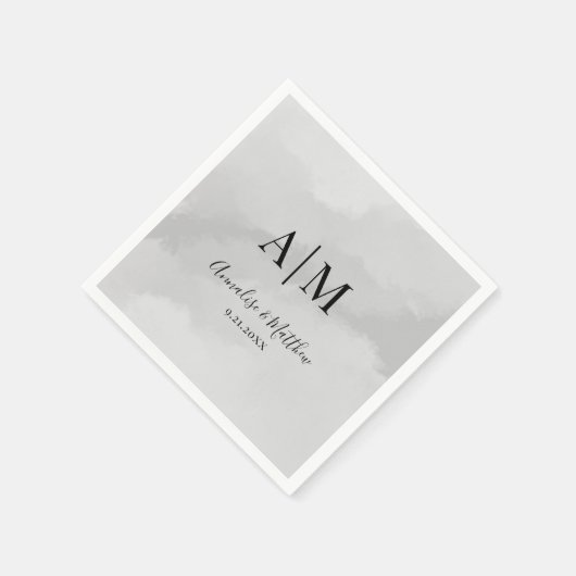 Serviette En Papier Classique Classique Simple Mariage Monogramme (Coin)