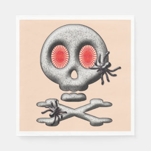Serviette En Papier Classique crâne effrayant d'Halloween et araignées