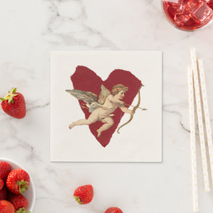 Serviette En Papier Classique Cupidon Romantique Moderne Mariage Éléga