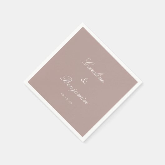 Serviette En Papier Classique Dusty Mauve Script Mariage élégant Perso (Coin)