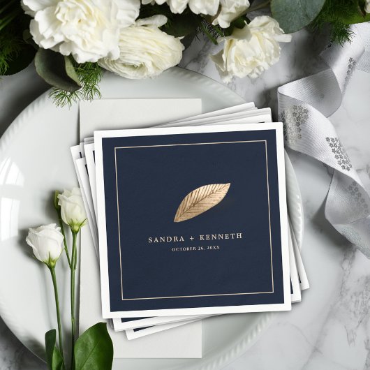 Serviette En Papier Classique et élégant I Dark Blue I Mariage