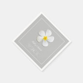 Serviette En Papier Classique Formelle moderne, Blanc sur Mariage gris (Coin)