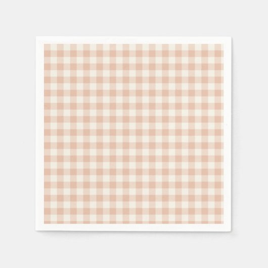 Serviette En Papier Classique Gingham Début d'Automne | Abricot Chaud (Devant)