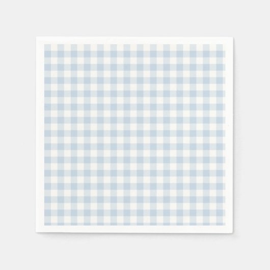 Serviette En Papier Classique Gingham Début d'Automne | Bleu Poussiére (Devant)
