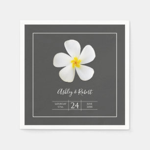 Serviette En Papier Classique moderne, Blanc sur gris foncé, Mariage