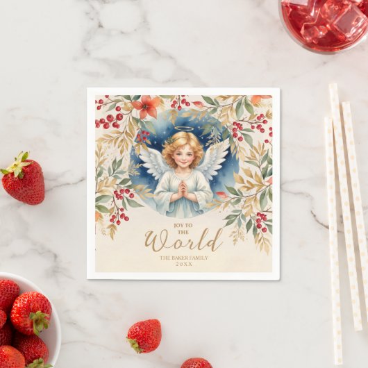Serviette En Papier Classique Noël exquis Ange Victorien Noël Noël Noë (En situation)