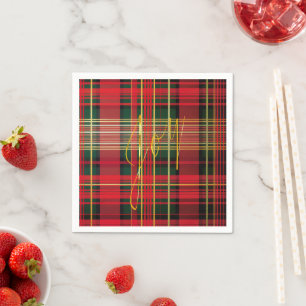 Serviette En Papier Classique Plaid Tartan 'Joy' Calligraphie décorati