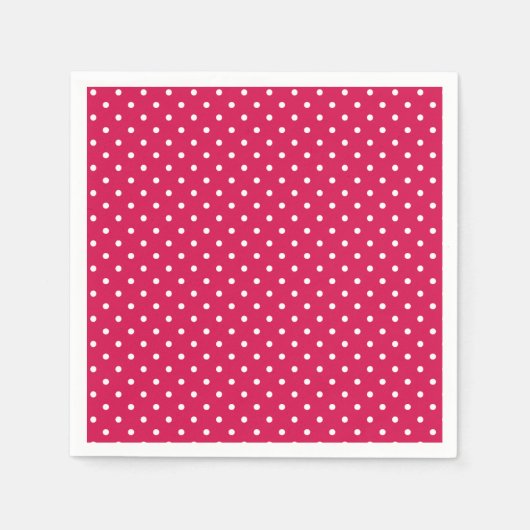 Serviette En Papier Classique pois blanc - Rouge framboise (Devant)