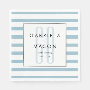 Serviette En Papier Classique Rayure Classique 60e Anniversaire de Mar