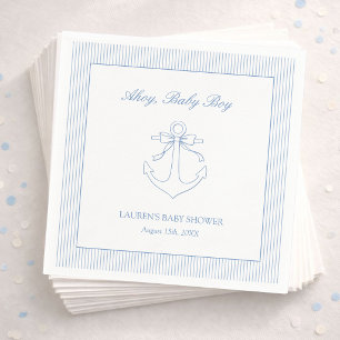 Serviette En Papier Classique Simple Ahoy Baby Boy Élégante Douche