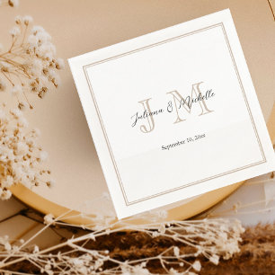 Serviette En Papier Classique Simple Moderne Initiales Monogramme Mini