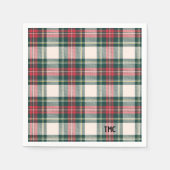 Serviette En Papier Classique Tartan Plaid Initiales Festive (Devant)