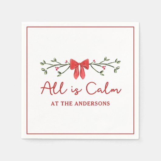 Serviette En Papier Classique "Tout est calme" Soirée de Noël personna (Devant)