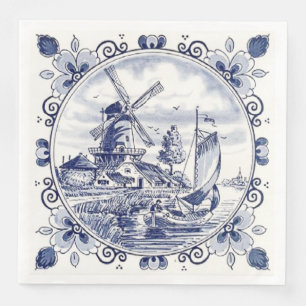 Serviette En Papier Classique Vintage Chic Hollandais Windmill Delft B