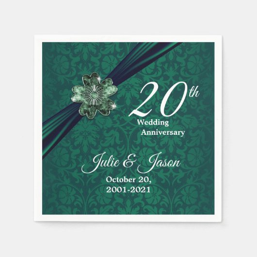 Serviette En Papier Classy 20th Emerald Mariage Anniversaire (Devant)