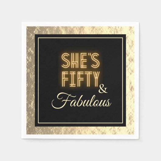 Serviette En Papier Classy 50 & Fabuleux Gold Birthday Party (Devant)