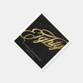 Serviette En Papier Classy 80th Gold Noir Confetti Calligraphie (Coin)