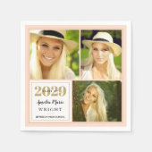 Serviette En Papier Classy Blush et Gold Personnalisé Graduation (Devant)