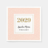 Serviette En Papier Classy Blush et Gold Personnalisé Graduation (Devant)