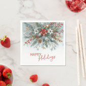 Serviette En Papier Classy Dark Red Teal Blue Green Floral Wreath (En situation)