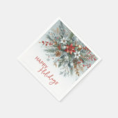 Serviette En Papier Classy Dark Red Teal Blue Green Floral Wreath (Coin)