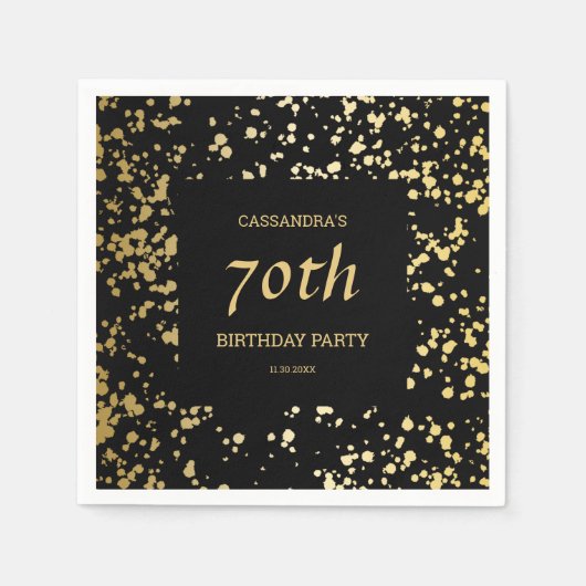 Serviette En Papier Classy Egypt Gold arrose noir Anniversaire (Devant)