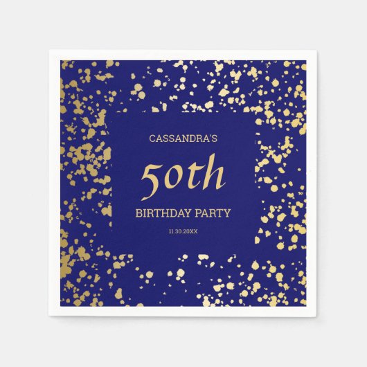 Serviette En Papier Classy Egypt Gold Sprinkings Marine Blue Anniversa (Devant)