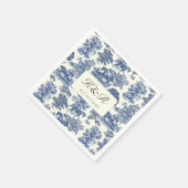 Serviette En Papier Classy Elegant Blue Horse Toile Nom Initiales (Coin)