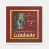 Serviette En Papier Classy Elegant Gold Text Graduate Photo (Devant)