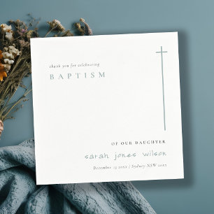 Serviette En Papier Classy Elegant Minimal Blue Typographie Baptême