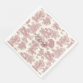 Serviette En Papier Classy Elegant Rose Horse Toile Nom Initiales (Coin)