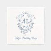 Serviette En Papier Classy French Victorian Blue 40th Birthday Party (Devant)