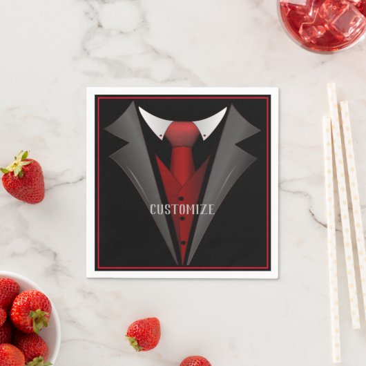 Serviette En Papier Classy Gentleman Red Cravate 2 (En situation)