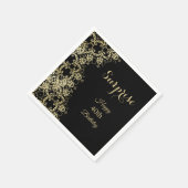 Serviette En Papier Classy Gold & Black Damask 40th Birthday Surprise (Coin)