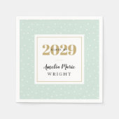 Serviette En Papier Classy Mint et Gold - Graduation personnalisée (Devant)