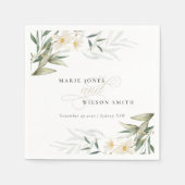 Serviette En Papier Classy Rustic Blanc Vert Vert Floral Bunch Mariage (Devant)