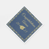 Serviette En Papier Classy Stylish Gold on Navy Graduation Party (Coin)