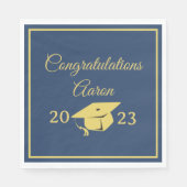 Serviette En Papier Classy Stylish Gold on Navy Graduation Party (Devant)