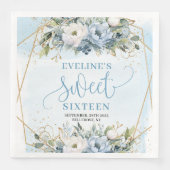 Serviette En Papier Classy Sweet Sixteen Dusty Blue Greenery Table (Devant)