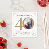 Serviette En Papier Classy White Gold Calligraphie 40e anniversaire (En situation)