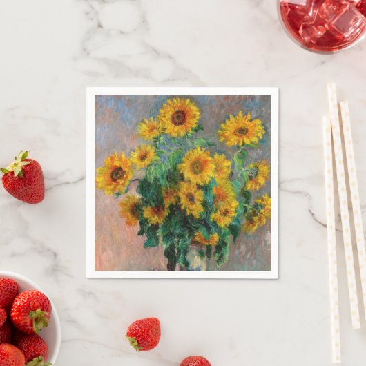 Serviette En Papier Claude Monet - Bouquet de tournesols (En situation)