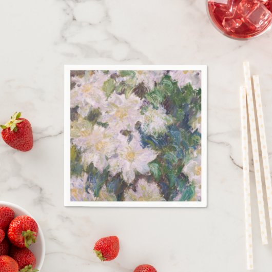Serviette En Papier Claude Monet - Clematis blanc (En situation)