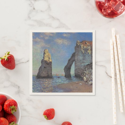 Serviette En Papier Claude Monet Cliffs at Etretat Impressionist Paint (En situation)