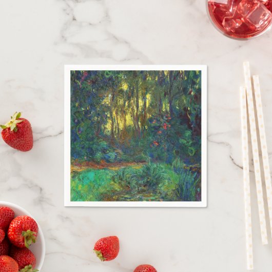 Serviette En Papier Claude Monet - Coin d'un étang avec des Nénuphars (En situation)