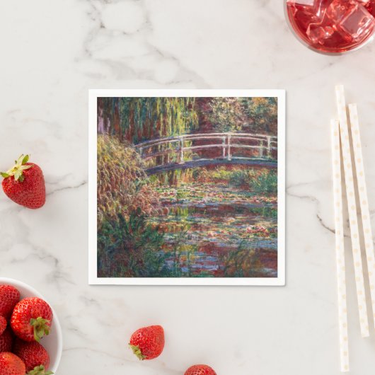 Serviette En Papier Claude Monet - Eau Lily étang, Harmonie rose (En situation)